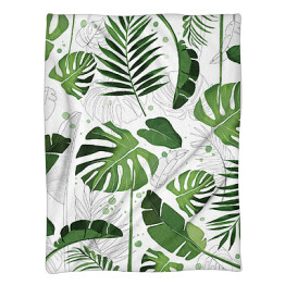 Koc Zielone liście monstery, palmy i bananowca na tle szkicu motywu roślinnego