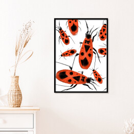 Plakat w ramie Ilustracja - czerwone robaki