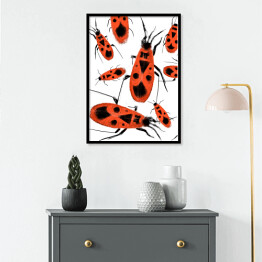 Plakat w ramie Ilustracja - czerwone robaki