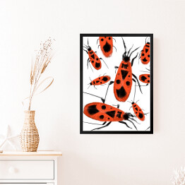 Obraz w ramie Ilustracja - czerwone robaki