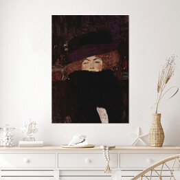 Plakat samoprzylepny Gustav Klimt "Kobieta w kapeluszu i boa z piór" - reprodukcja