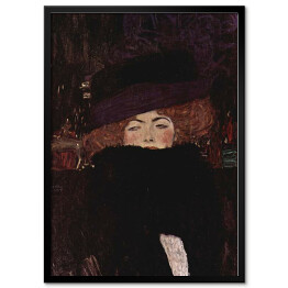 Plakat w ramie Gustav Klimt "Kobieta w kapeluszu i boa z piór" - reprodukcja