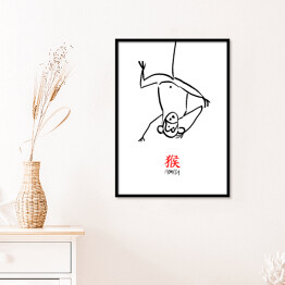 Plakat w ramie Chińskie znaki zodiaku - małpa