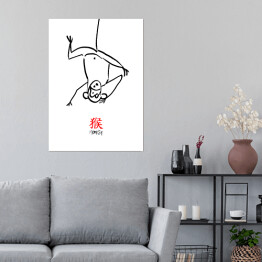 Plakat samoprzylepny Chińskie znaki zodiaku - małpa