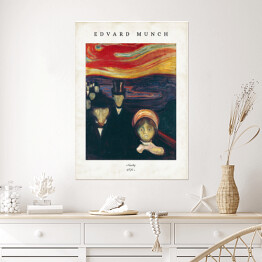 Plakat Edvard Munch "Niepokój" - reprodukcja z napisem. Plakat z passe partout