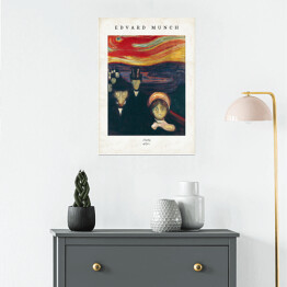 Plakat Edvard Munch "Niepokój" - reprodukcja z napisem. Plakat z passe partout
