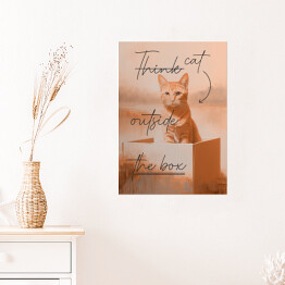 Plakat samoprzylepny Kot w kartonie z napisem