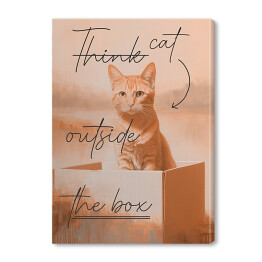Obraz na płótnie Kot w kartonie z napisem