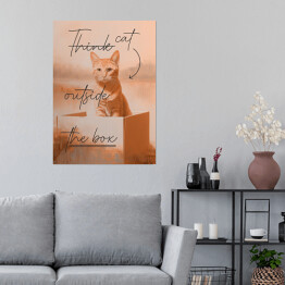 Plakat samoprzylepny Kot w kartonie z napisem