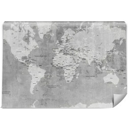 Fototapeta winylowa zmywalna Szczegółowa mapa świata z napisami - odcienie szarości