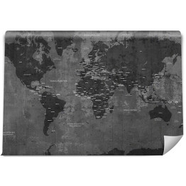 Fototapeta winylowa zmywalna Szczegółowa mapa świata z napisami - czerń i biel