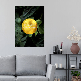 Plakat samoprzylepny "For new beginning"- typografia z roślinnością