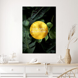 Plakat "For new beginning"- typografia z roślinnością