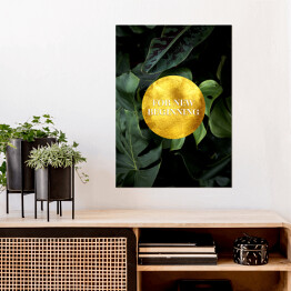 Plakat "For new beginning"- typografia z roślinnością