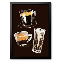Obraz w ramie Rodzaje kaw - ilustracja