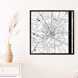 Obraz w ramie Mapa miast świata - Wilno - biała