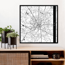 Obraz w ramie Mapa miast świata - Wilno - biała