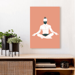 Obraz na płótnie Mężczyzna ćwiczący jogę - ilustracja na kolorowym tle