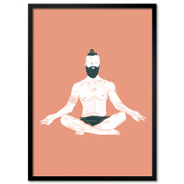 Obraz klasyczny Mężczyzna ćwiczący jogę - ilustracja na kolorowym tle