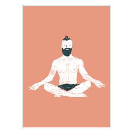 Plakat Mężczyzna ćwiczący jogę - ilustracja na kolorowym tle