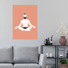 Plakat Mężczyzna ćwiczący jogę - ilustracja na kolorowym tle