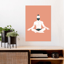Plakat samoprzylepny Mężczyzna ćwiczący jogę - ilustracja na kolorowym tle