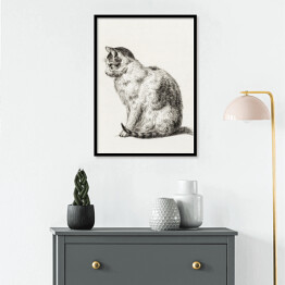 Plakat w ramie Jean Bernard Siedzący kot Reprodukcja w stylu vintage