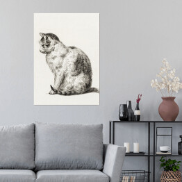 Plakat samoprzylepny Jean Bernard Siedzący kot Reprodukcja w stylu vintage
