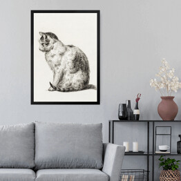 Obraz w ramie Jean Bernard Siedzący kot Reprodukcja w stylu vintage