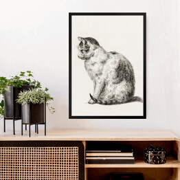 Obraz w ramie Jean Bernard Siedzący kot Reprodukcja w stylu vintage