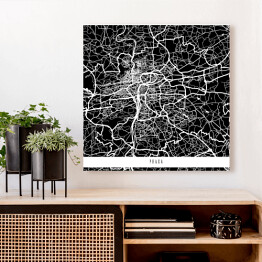 Obraz na płótnie Mapa miast świata - Praga - czarna