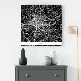 Obraz na płótnie Mapa miast świata - Praga - czarna