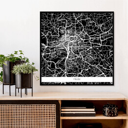Plakat w ramie Mapa miast świata - Praga - czarna