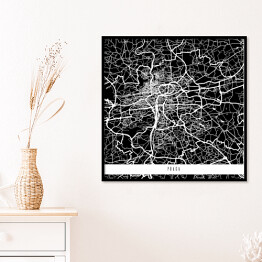 Plakat w ramie Mapa miast świata - Praga - czarna
