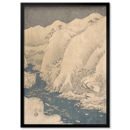 Plakat w ramie Tryptyk I. Wąwóz Kiso w śniegu. Utugawa Hiroshige Reprodukcja obrazu