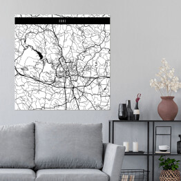 Plakat samoprzylepny Mapy miast świata - Brno - biała