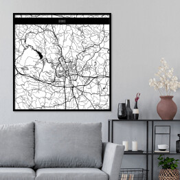 Plakat w ramie Mapy miast świata - Brno - biała