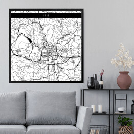 Obraz w ramie Mapy miast świata - Brno - biała