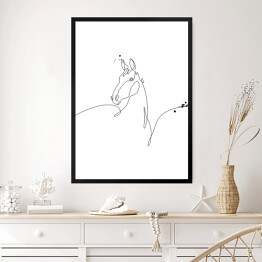 Obraz w ramie Minimalistyczny koń - białe konie