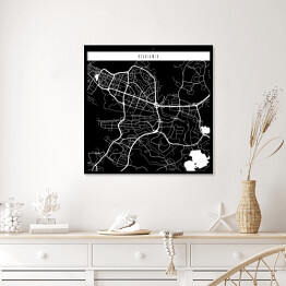 Plakat w ramie Mapa miast świata - Rejkiawik - czarna
