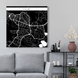 Obraz na płótnie Mapa miast świata - Rejkiawik - czarna