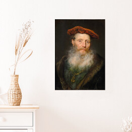 Plakat samoprzylepny Rembrandt Mężczyzna w berecie. Reprodukcja