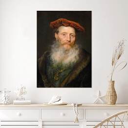 Plakat samoprzylepny Rembrandt Mężczyzna w berecie. Reprodukcja