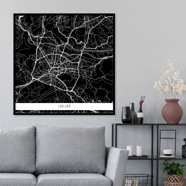 Plakat w ramie Mapy miasta świata - Lublana - czarna
