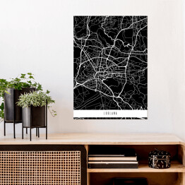 Plakat Mapy miasta świata - Lublana - czarna