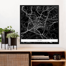 Obraz w ramie Mapy miasta świata - Lublana - czarna