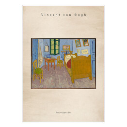 Plakat samoprzylepny Vincent van Gogh "Pokój van Gogha w Arles" - reprodukcja z napisem. Plakat z passe partout
