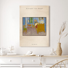 Obraz klasyczny Vincent van Gogh "Pokój van Gogha w Arles" - reprodukcja z napisem. Plakat z passe partout