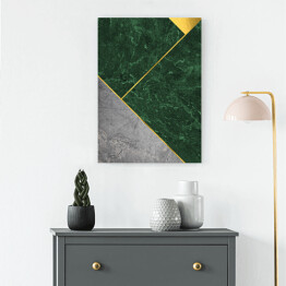 Obraz na płótnie Zielono szara mozaika z marmuru ze złotymi dekoracjami