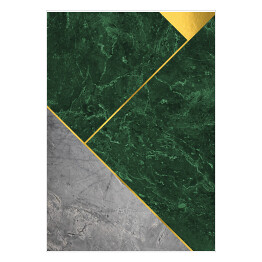 Plakat Zielono szara mozaika z marmuru ze złotymi dekoracjami